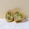 kukum tialk set Golden Kumkum Tilak Box Set – Decorative Heart & Oval Shape Sindoor Container for Pooja Per Piece
