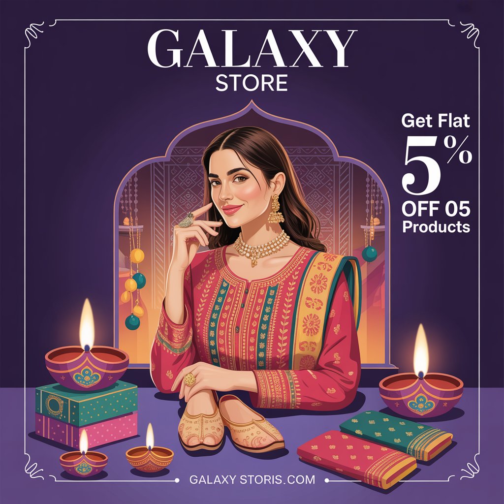 olorful festive poster for Galaxy Store promotional event