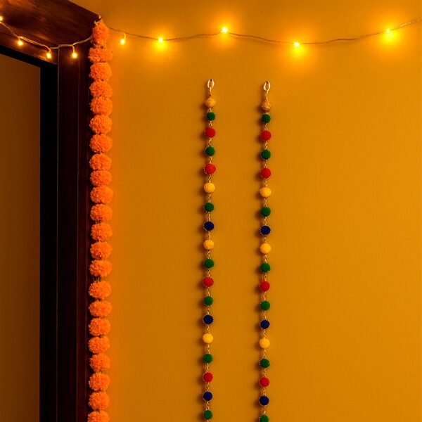 Colorful Decorative Latkan with Golden Bells 2 Colorful Decorative Latkan with Golden Bells – Traditional Wall & Door Hanging for Home Decor Per Piece