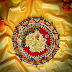 d08943a8e153462ca0337abe05e00c19 Multicolor Beaded Floral Puja Thali