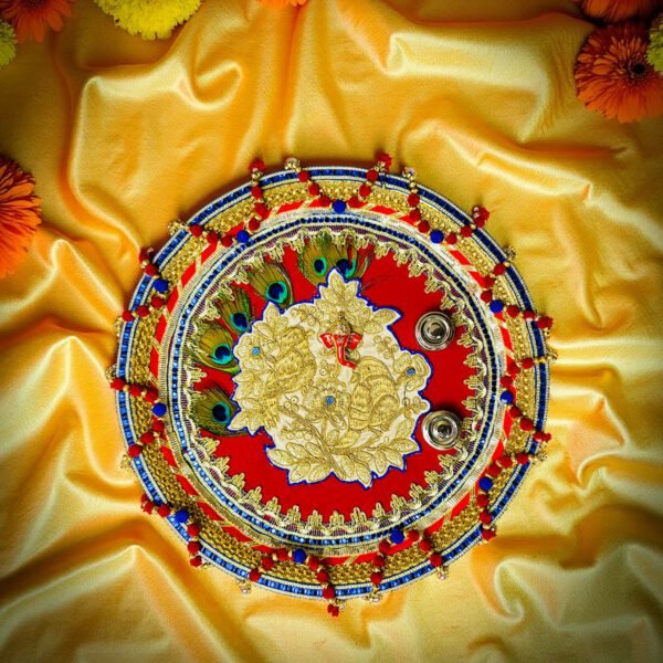 d08943a8e153462ca0337abe05e00c19 Multicolor Beaded Floral Puja Thali