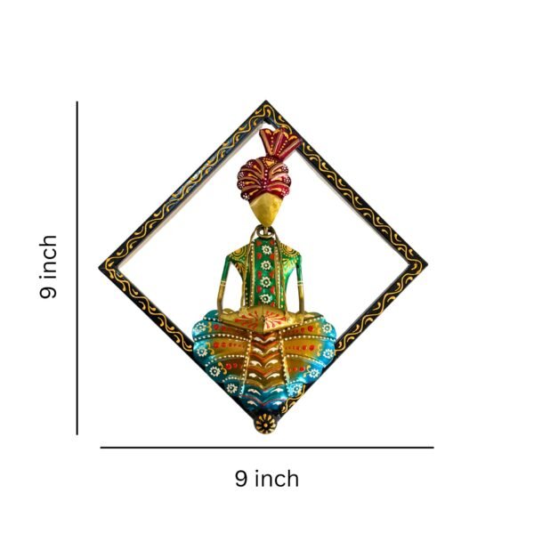 9 inch Handcrafted Metal Rajasthani Man Wall Art – Set of 3