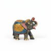 Handcrafted Wooden Grey Elephant Figurine Set – Royal Pattern Decorative Elephants for Home Décor & Gifting