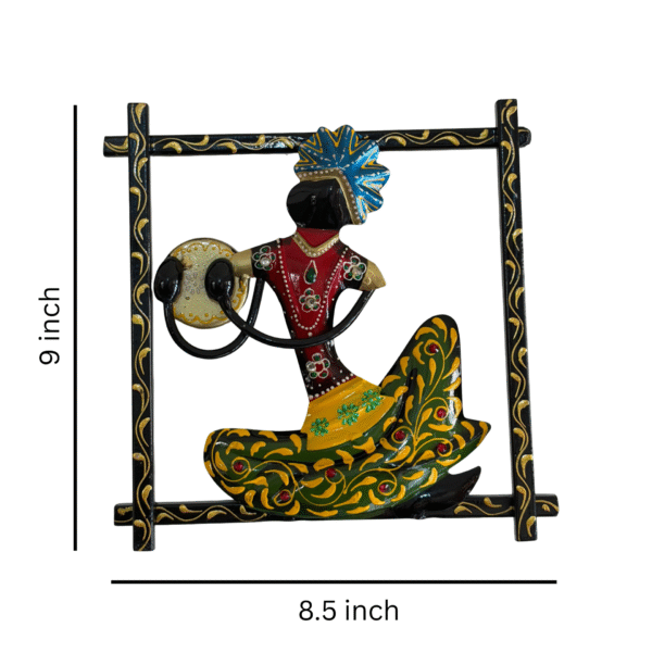 Handcrafted Tribal Musician Wall Hanging Set of 3 piece image 4 Handcrafted Tribal Musician Wall Hanging Set (3 Pieces) – Colorful Metal Wall Art