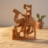 Handcrafted Wooden Camel Rider Sculpture – Tribal Rajasthani Art Figurine | Home Décor Showpiece