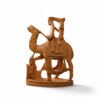 Handcrafted wooden camel rider sculpture with detailed tribal carving, natural wood finish, Indian home décor showpiece.