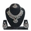Oxidised Silver Floral Necklace Set Multicolor Antique Jewelry