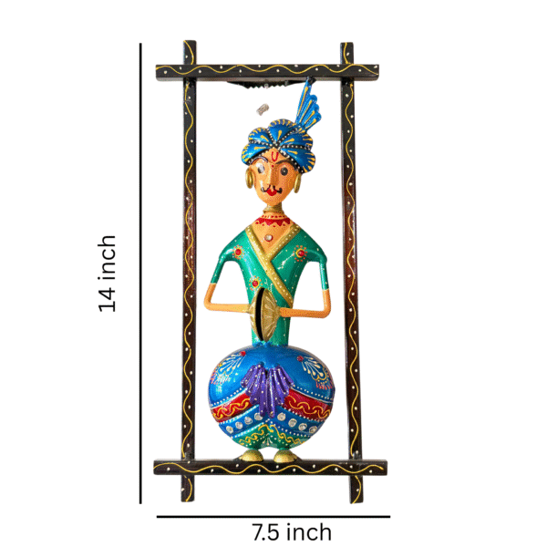 Rajasthani Sitting Musician Wall Hanging image 1 Rajasthani Sitting Musician Wall Hanging Set (3 Pieces) – Handcrafted Metal Wall Art, Colorful