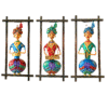 Rajasthani Sitting Musician Wall Hanging image 2 Rajasthani Sitting Musician Wall Hanging Set (3 Pieces) – Handcrafted Metal Wall Art, Colorful