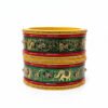 Traditional Lac Kada with Elephant Design – Green & Red Hand-Painted Lac Bangle | Rajasthani Lac Kada