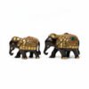 black and gold elephant image 5 Handcrafted Wooden Elephant Figurine Set with Stone Work – Black & Gold Royal Home Decor