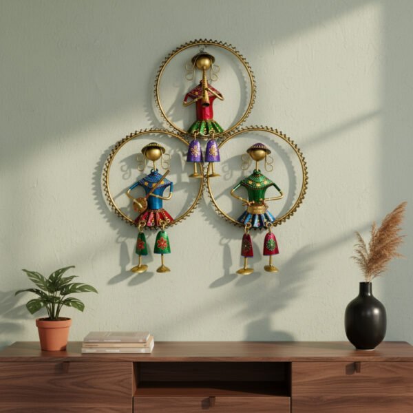 hanging design 3 Handcrafted Metal Tribal Musician Wall Art
