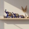 metal elephant image 3 Handcrafted Blue Metal Elephant Figurines – Set of 3 | Decorative Rajasthani Elephant Showpieces with Pearl & Enamel Work
