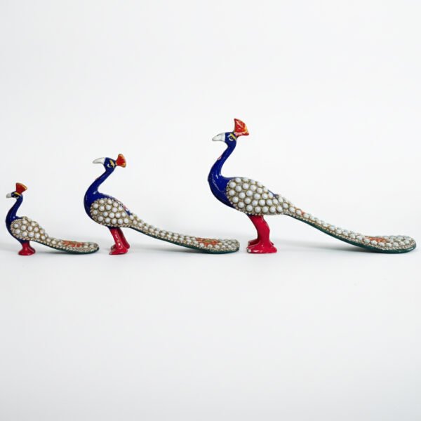 Handcrafted Pearl Peacock Set of 3 – Decorative Showpiece