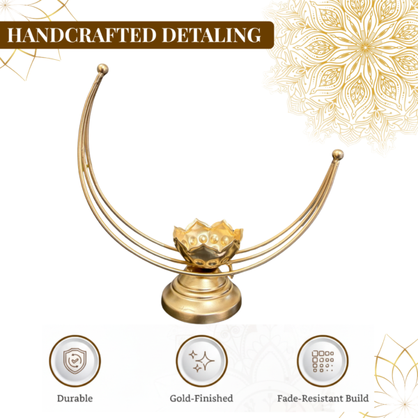 Crescent Moon Tea Light Candle Holder – Gold Metal Home Décor