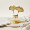 Gold Ginkgo Leaf Tea Light Candle Holder – Metal Luxury Table Centerpiece Decor