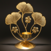 Gold Floral Leaf Tea Light Candle Holder – Metal Luxury Table Decor Stand