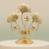 Gold Floral Leaf Tea Light Candle Holder – Metal Luxury Table Decor Stand