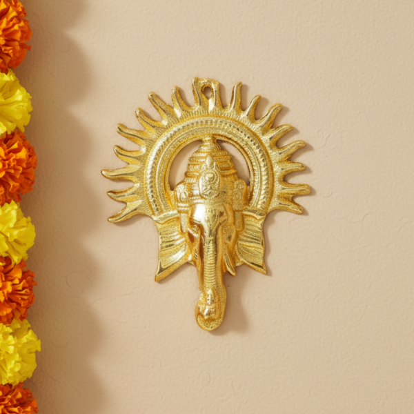 Gold Ganesha Wall Hanging – Decorative Spiritual Wall Decor image 2 Gold Ganesh Ji Wall Hanging – Decorative Spiritual Wall Decor