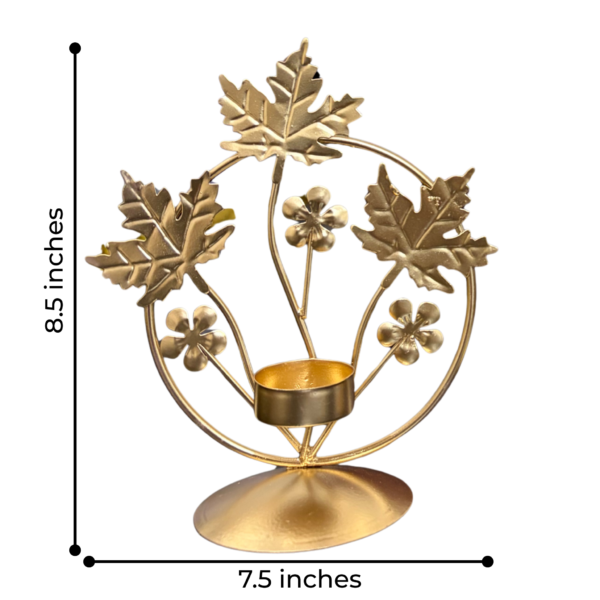 Gold Leaf Tea Light Candle Holder image 6 Gold Maple Leaf Tea Light Candle Holder – Elegant Metal Table Decor Stand