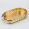 Gold Metal Decorative Basket Tray with Handle – Luxury Oval Storage Basket for Home Decor, Bathroom, Vanity & Gift Hamper