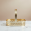 Gold Metal Decorative Basket Tray with Handle – Luxury Oval Storage Basket for Home Decor, Bathroom, Vanity & Gift Hamper