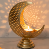 Gold Moon Tea Light Candle Holder – Perforated Metal Crescent Décor image 4 Gold Perforated Crescent Moon Candle Holder – Metal Tea Light Decor