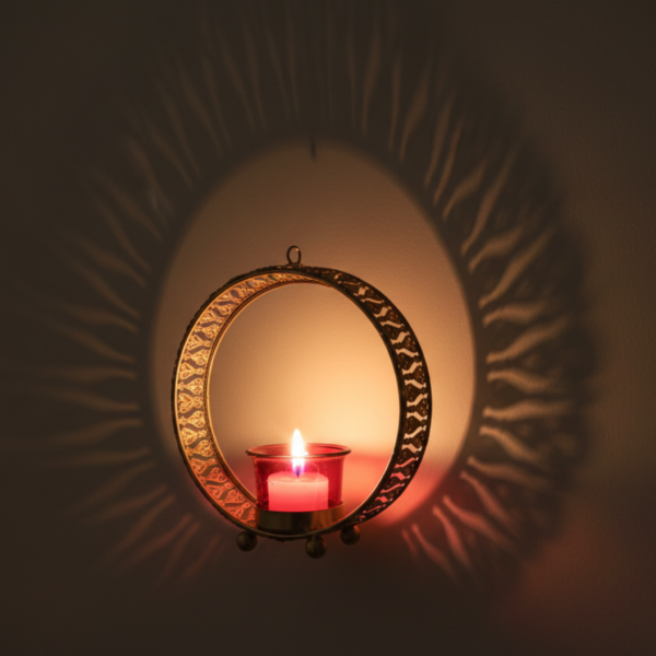 Gold Ring Tea Light Candle Holder with Glass Cup – Modern Metal Decor image 4 Gold Ring Tea Light Candle Holder with Glass Cup – Modern Metal Decor