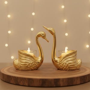 Gold Swan Tea Light Candle Holder Set – Elegant Bird Metal Decor image 2 Gold Swan Tea Light Candle Holder Set – Elegant Bird Metal Decor