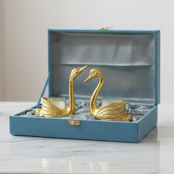 Gold Swan Tea Light Candle Holder Set – Elegant Bird Metal Decor image 3 Gold Swan Tea Light Candle Holder Set – Elegant Bird Metal Decor