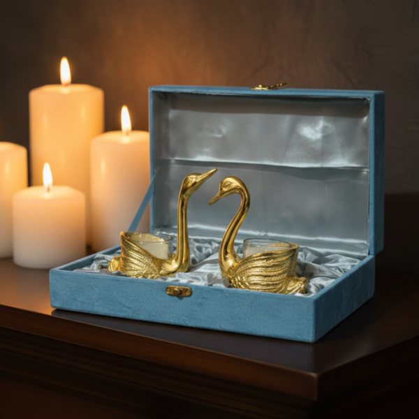Gold Swan Tea Light Candle Holder Set – Elegant Bird Metal Decor image 4 Gold Swan Tea Light Candle Holder Set – Elegant Bird Metal Decor