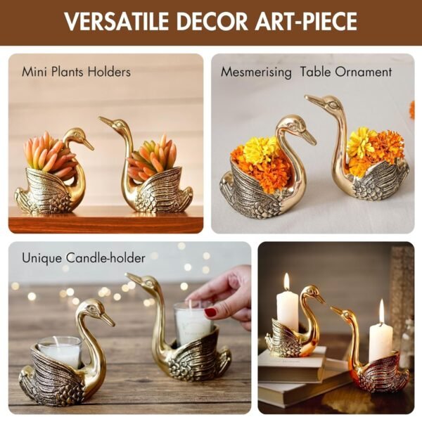Gold Swan Tea Light Candle Holder Set – Elegant Bird Metal Decor image 6 Gold Swan Tea Light Candle Holder Set – Elegant Bird Metal Decor
