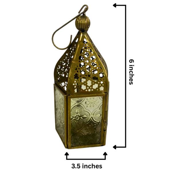 Moroccan Metal Decorative Lantern – Vintage Gold Tea Light Holder Hanging