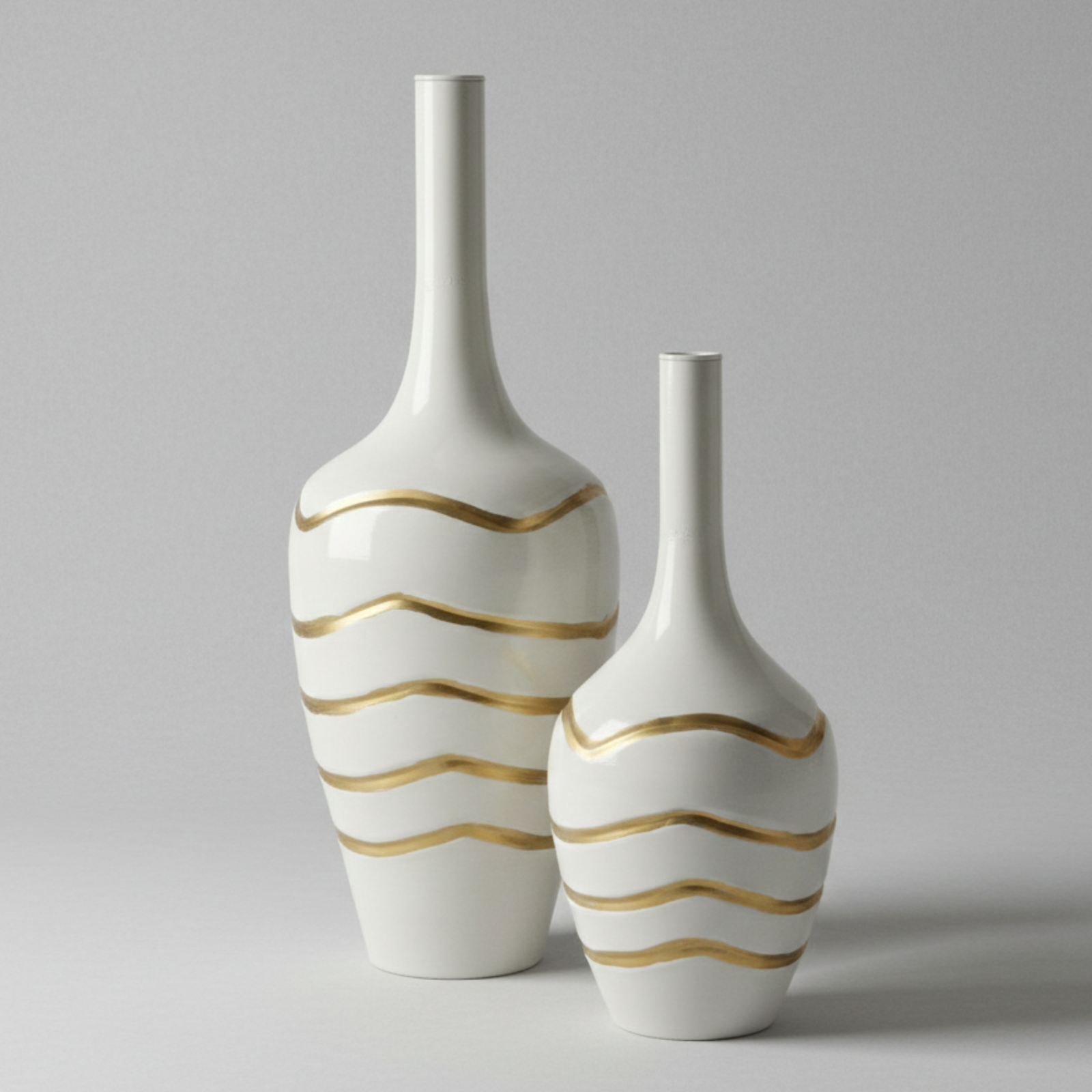 White and Gold Metal Decorative Vase Set – Modern Luxury Vases
