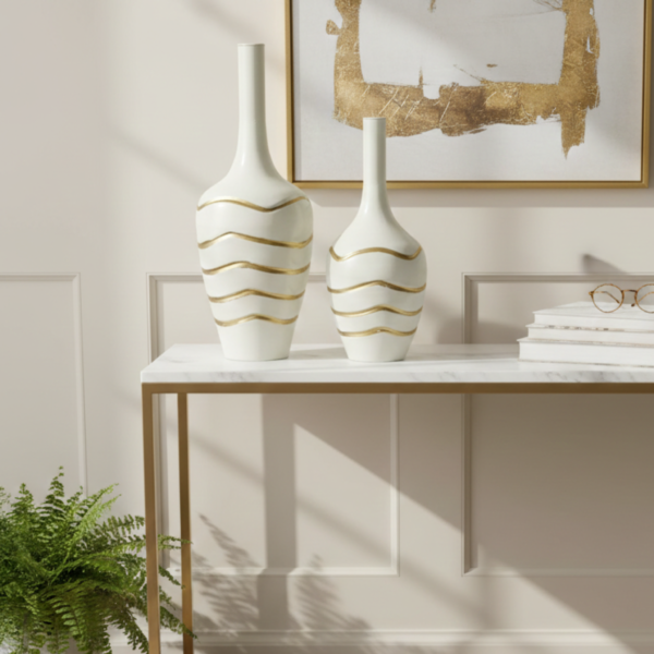 White and Gold Metal Decorative Vase Set – Modern Luxury Vase image 3 White and Gold Metal Decorative Vase Set – Modern Luxury Vases