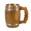 Barrell Tankard Transparent background Handcrafted Wooden Beer Mug with Stainless Steel Liner & Natural Wood Coaster | 19 oz Viking Tankard