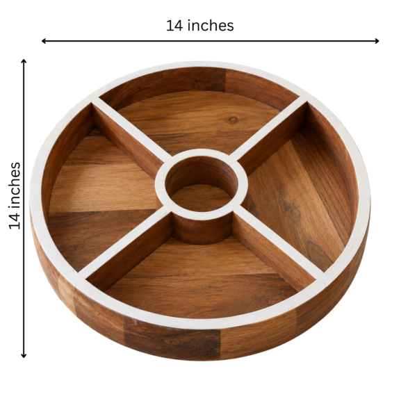 14 inches dimensions Round Lazy Susan Tray, Divided Table Organizer, Anti-Scratch Base, Table Decor