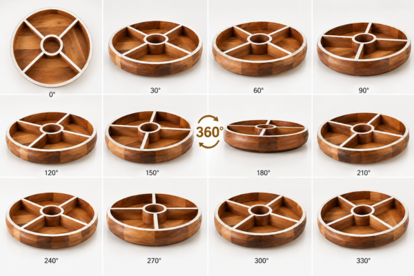 CWT Image 4 Round Lazy Susan Tray, Divided Table Organizer, Anti-Scratch Base, Table Decor