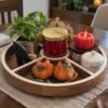 tray Round Lazy Susan Tray, Divided Table Organizer, Anti-Scratch Base, Table Decor